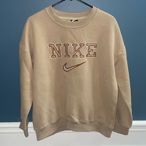 Nike Spell Out Tan Brown Crewneck Sweatshirt